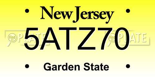 5ATZ70 New Jersey License Plate