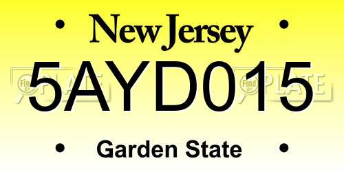 5AYD015 New Jersey License Plate