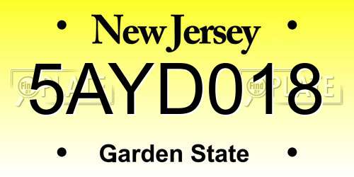 5AYD018 New Jersey License Plate