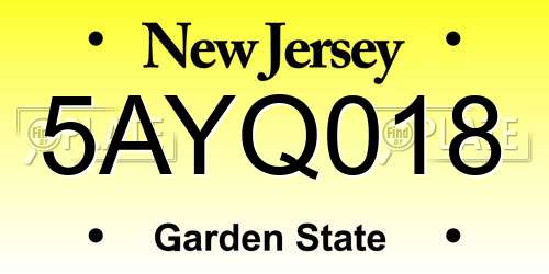 5AYQ018 New Jersey License Plate