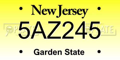 5AZ245 New Jersey License Plate