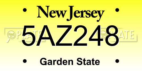 5AZ248 New Jersey License Plate