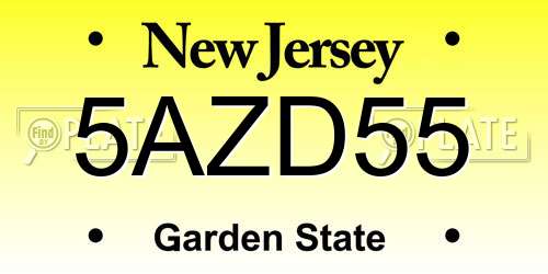 5AZD55 New Jersey License Plate