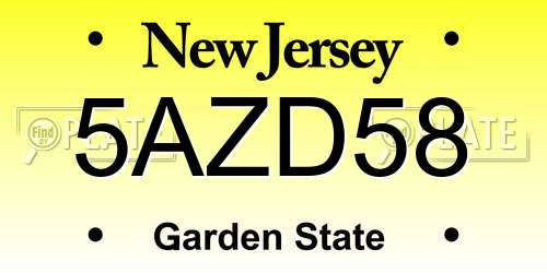 5AZD58 New Jersey License Plate