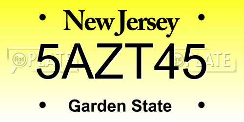 5AZT45 New Jersey License Plate
