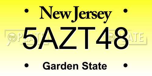 5AZT48 New Jersey License Plate