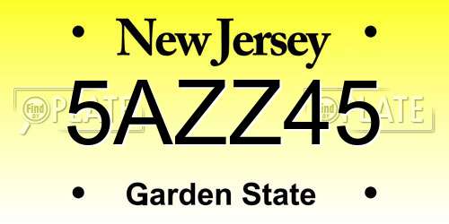 5AZZ45 New Jersey License Plate