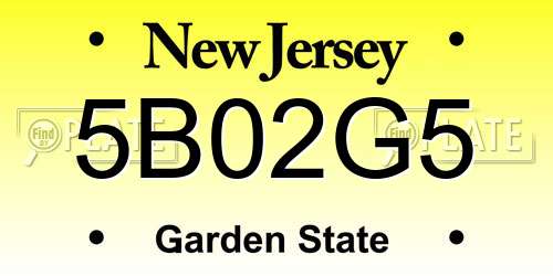 5B02G5 New Jersey License Plate