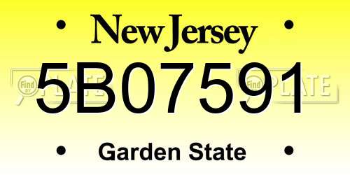 5B07591 New Jersey License Plate