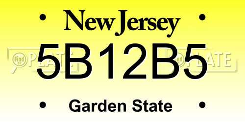 5B12B5 New Jersey License Plate