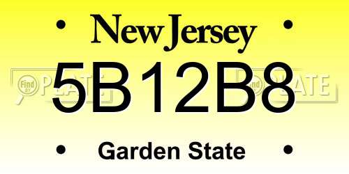 5B12B8 New Jersey License Plate