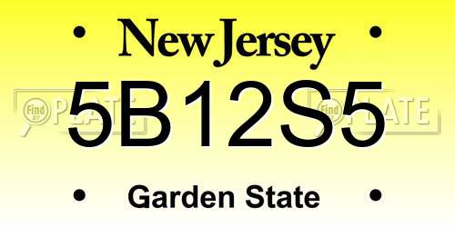 5B12S5 New Jersey License Plate