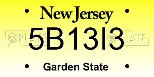 5B13I3 New Jersey License Plate