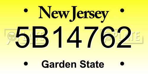 5B14762 New Jersey License Plate