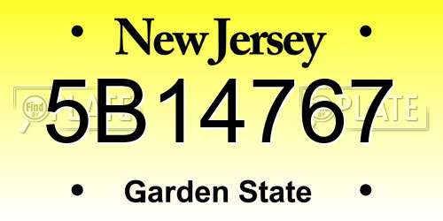 5B14767 New Jersey License Plate