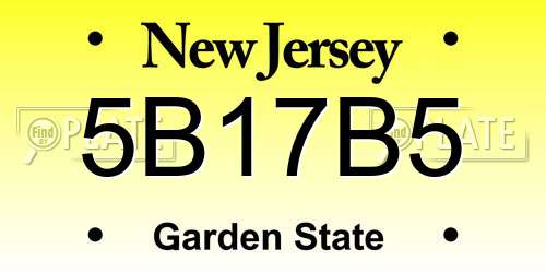 5B17B5 New Jersey License Plate