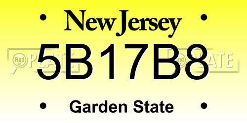 5B17B8 New Jersey License Plate