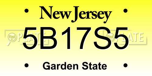 5B17S5 New Jersey License Plate