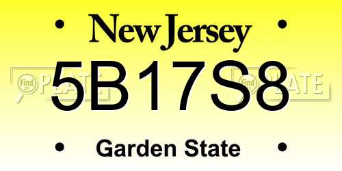 5B17S8 New Jersey License Plate