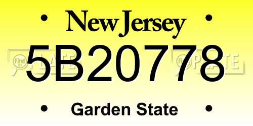 5B20778 New Jersey License Plate