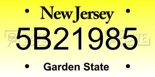 5B21985 New Jersey License Plate