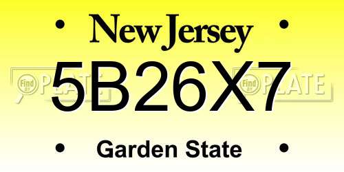 5B26X7 New Jersey License Plate