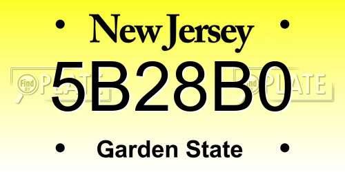 5B28B0 New Jersey License Plate