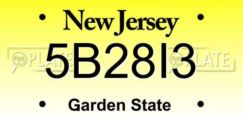 5B28I3 New Jersey License Plate
