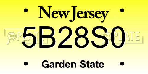 5B28S0 New Jersey License Plate