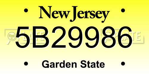 5B29986 New Jersey License Plate