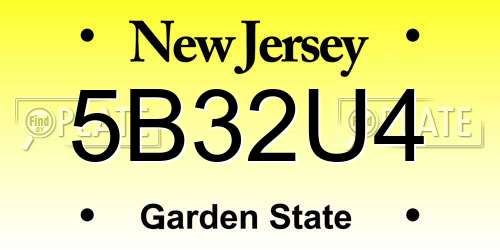 5B32U4 New Jersey License Plate