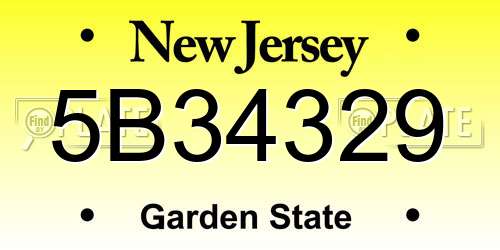 5B34329 New Jersey License Plate