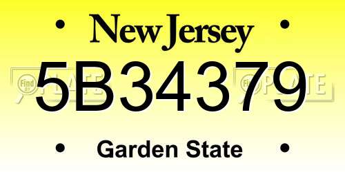 5B34379 New Jersey License Plate