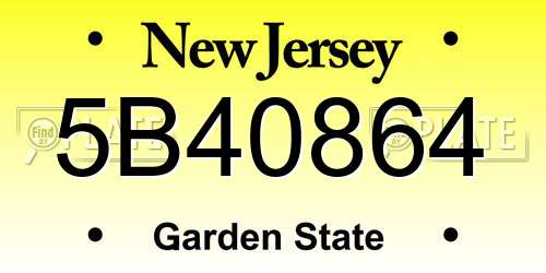 5B40864 New Jersey License Plate