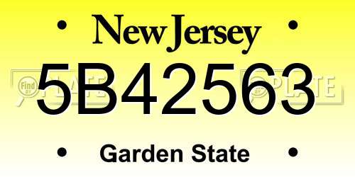 5B42563 New Jersey License Plate