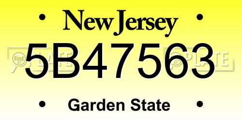 5B47563 New Jersey License Plate