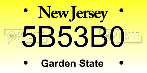 5B53B0 New Jersey License Plate