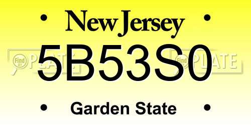 5B53S0 New Jersey License Plate