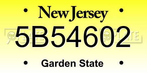 5B54602 New Jersey License Plate