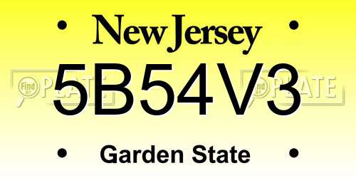 5B54V3 New Jersey License Plate