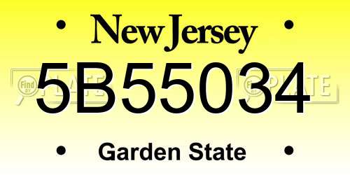 5B55034 New Jersey License Plate
