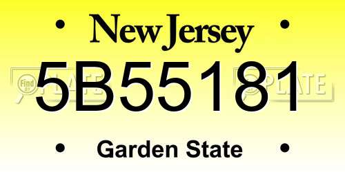 5B55181 New Jersey License Plate