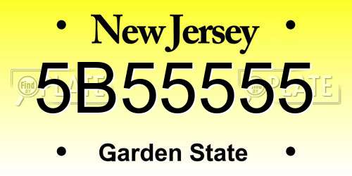 5B55555 New Jersey License Plate