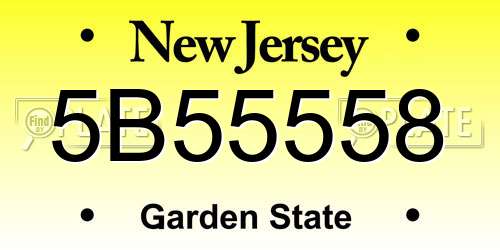 5B55558 New Jersey License Plate
