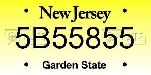 5B55855 New Jersey License Plate