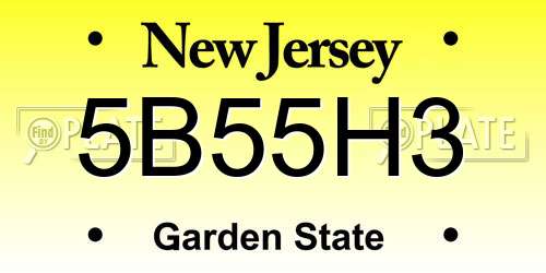 5B55H3 New Jersey License Plate
