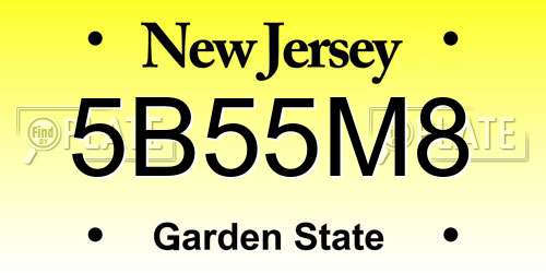 5B55M8 New Jersey License Plate