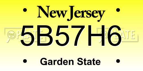 5B57H6 New Jersey License Plate