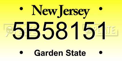 5B58151 New Jersey License Plate