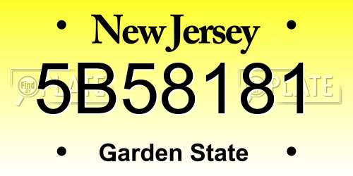 5B58181 New Jersey License Plate